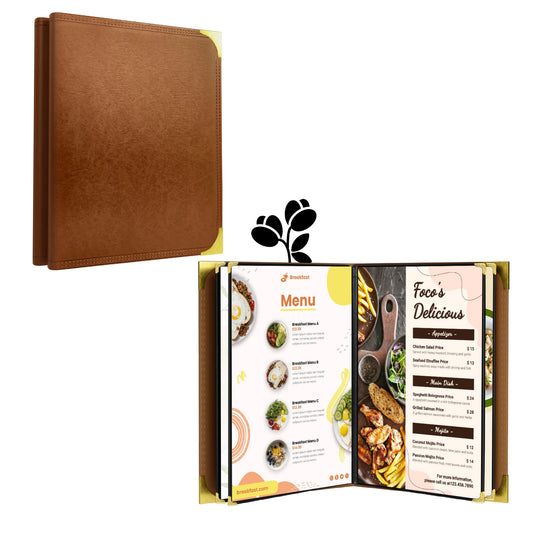Restaurant Leather Menu Covers – 2 Pack | 8.5 x 11" Menu Holder for Wine Lists, Drinks & Fine Dining | Multiple Colors & Sizes