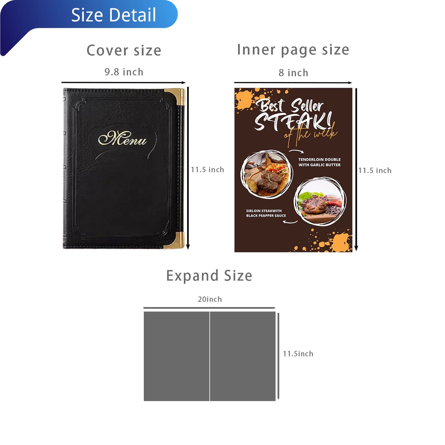 Restaurant Menu Covers 2 Pack – Burgundy Faux Leather | 8.5 x 11" Menu Holder with 7 Pages (14 Views)