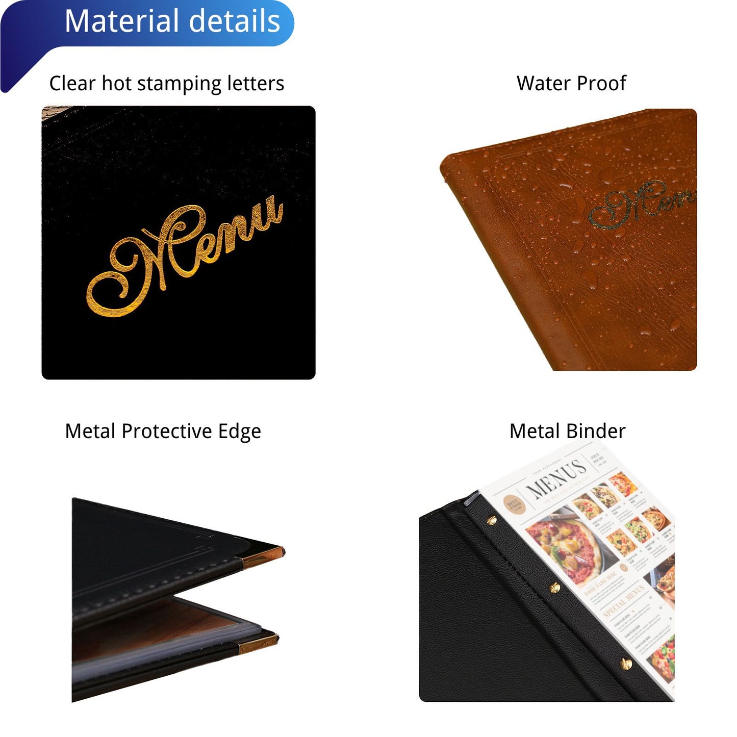 Restaurant Menu Covers 2 Pack – Burgundy Faux Leather | 8.5 x 11" Menu Holder with 7 Pages (14 Views)