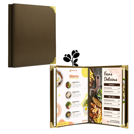 Restaurant Leather Menu Covers – 2 Pack | 8.5 x 11" Menu Holder for Wine Lists, Drinks & Fine Dining | Multiple Colors & Sizes