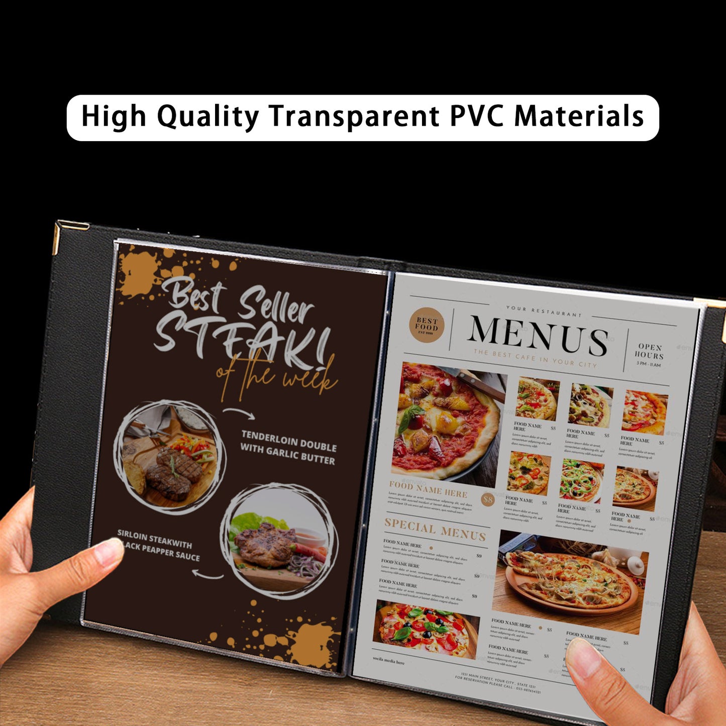 Restaurant Menu Covers 2 Pack – Burgundy Faux Leather | 8.5 x 11" Menu Holder with 7 Pages (14 Views)