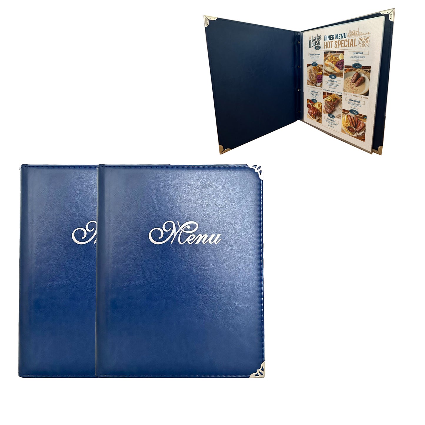 Restaurant Menu Covers 2 Pack – Burgundy Faux Leather | 8.5 x 11" Menu Holder with 7 Pages (14 Views)